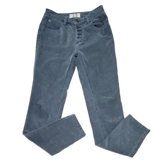 We The Free Womens Gray Corduroy Skinny Leg Pants Mid Rise Button Fly Size 25 - Picture 1 of 13